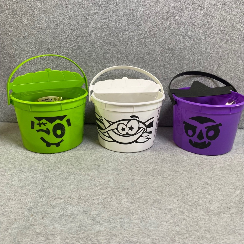 McDonald's Halloween Boo Buckets Set of 3 Green White Purple 2023 Pails Spooky